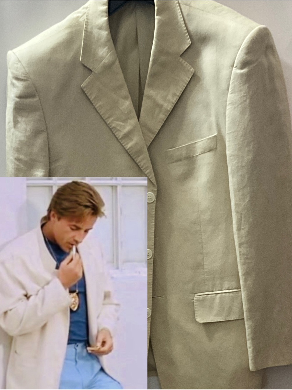 Gucci Cream Linen Single-Breasted Blazer Vintage Rare 50A(Large)